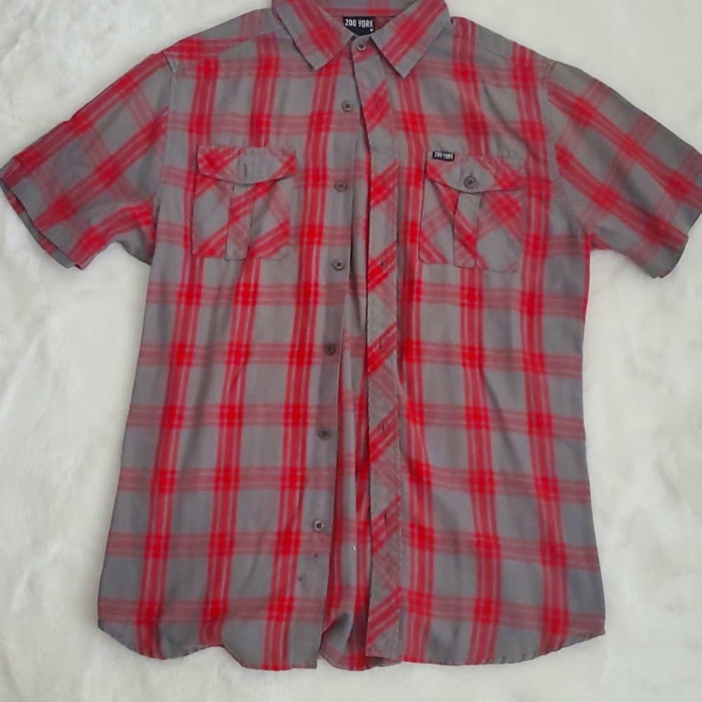 short sleeve plaid button down